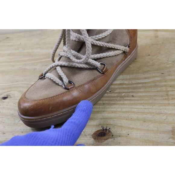 Isabel Marant Boots 40 Brown Leather Shearling Nowles Hidden Wedge Ankle Bootie - Picture 15 of 16